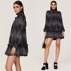 Toccin Baby Doll Tie Dye Shift Gray High Neck Long Sleeves Dress Size 0